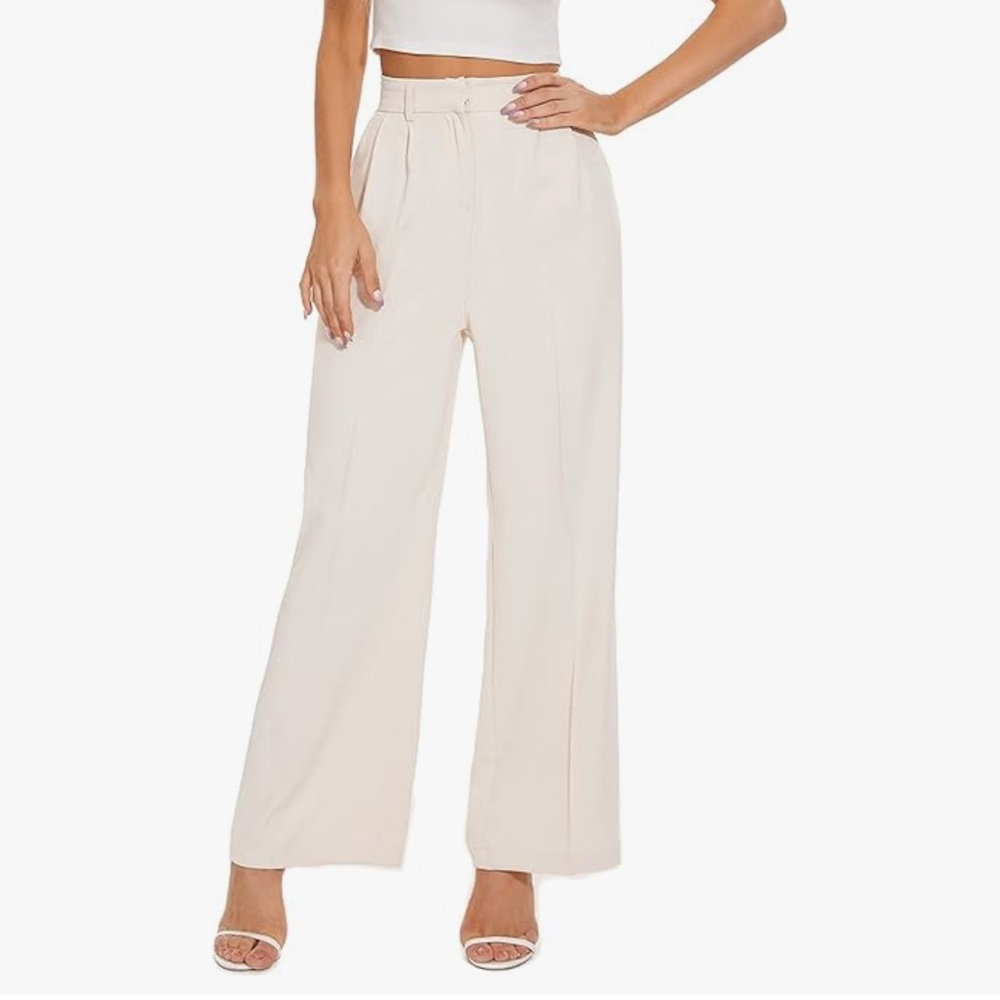 Chic Cream Wide-Leg Trousers